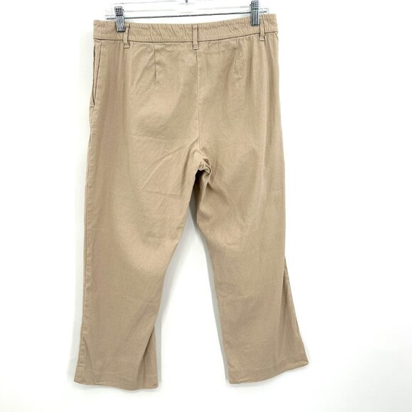 J. JILL Women's Khaki Tan Linen Blend Stretch Straight Leg Office Pants Size 8 - Picture 2 of 7